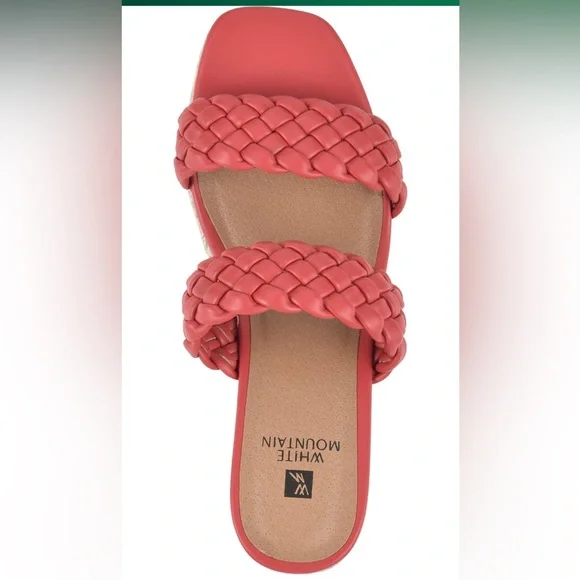 White Mountain Red Braided Wedge Sandals - Picture 4 of 9